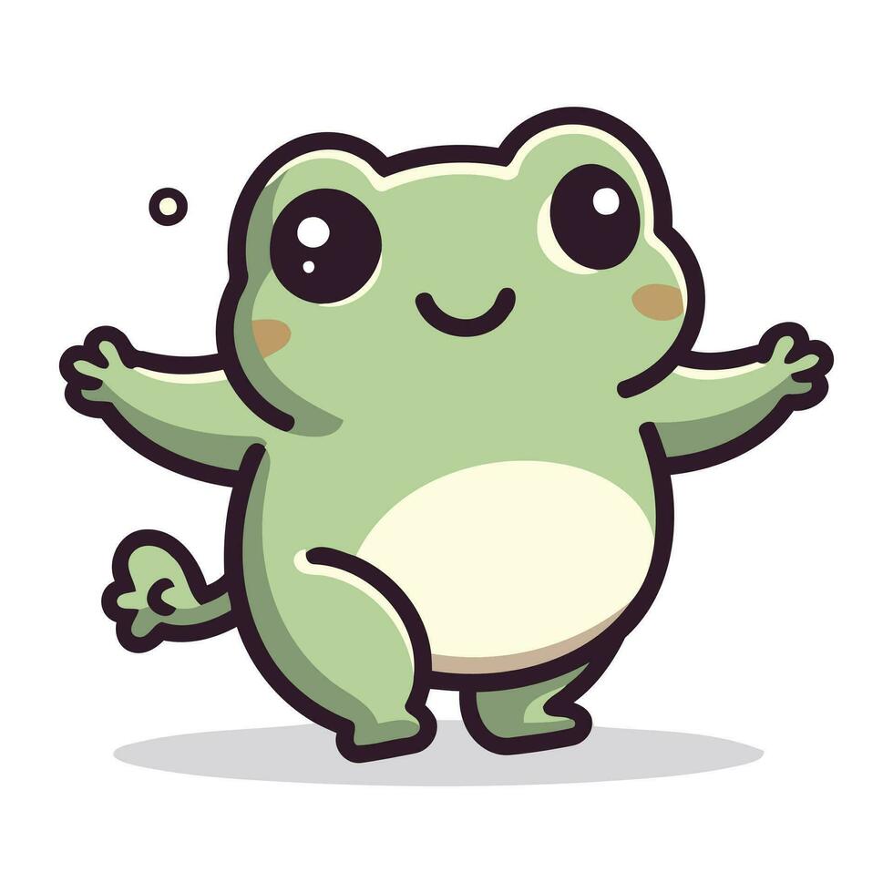 Frog cartoon character design. Cute and funny animal vector illustration.