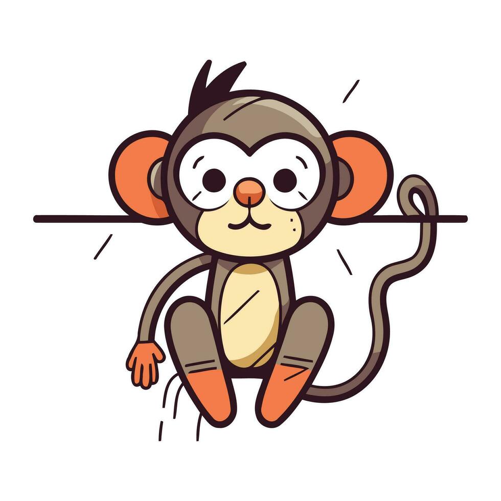 Cute cartoon monkey. Vector illustration isolated on a white background.