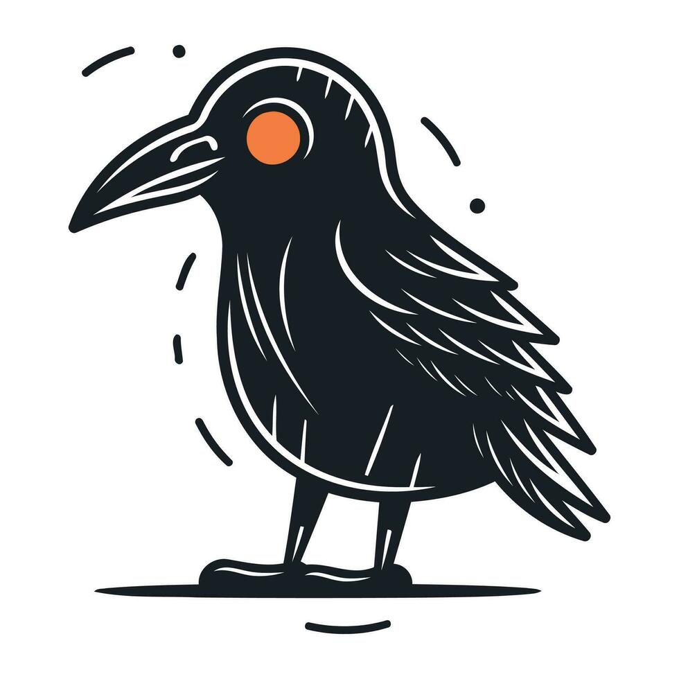 Crow. Vector illustration. Isolated on a white background.