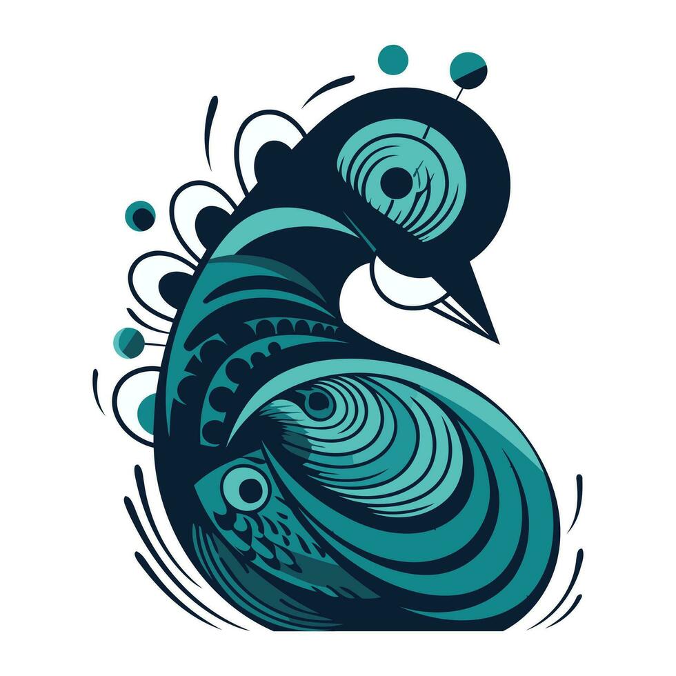 Peacock. Hand drawn vector illustration isolated on white background.