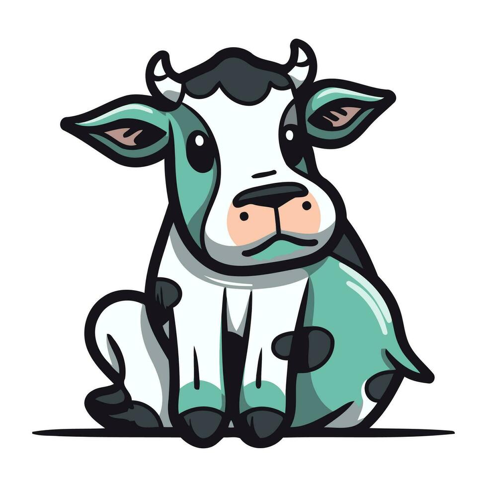 linda dibujos animados vaca aislado en un blanco antecedentes. vector ilustración.