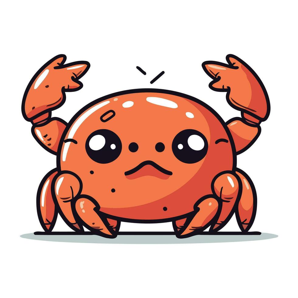 Crab cartoon character. Vector illustration of a cute crab mascot.