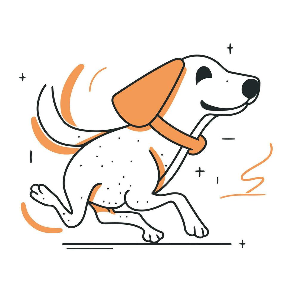 Cute cartoon dog. Vector illustration in linear style on white background.