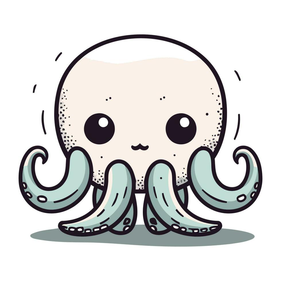 linda dibujos animados pulpo. vector ilustración aislado en blanco antecedentes.