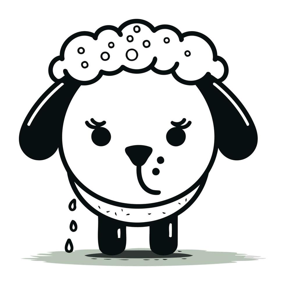 Cute cartoon sheep. Vector illustration isolated on a white background.