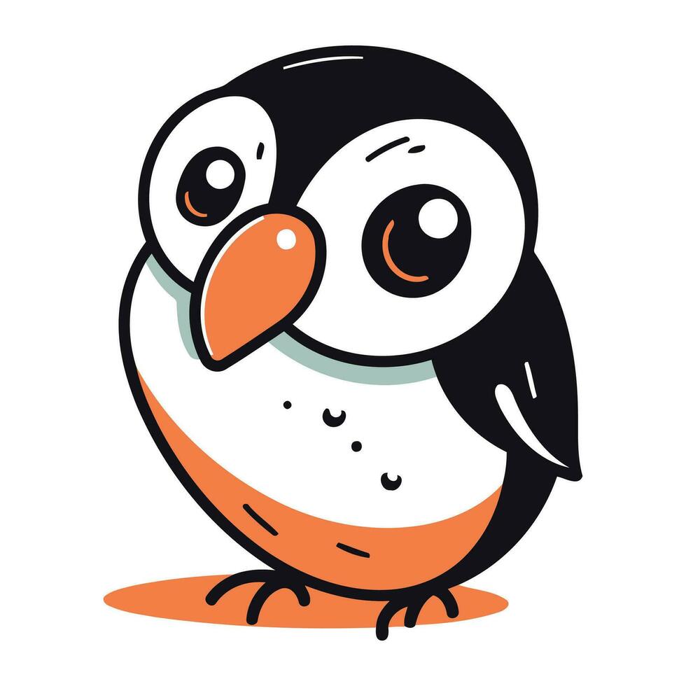 Cute cartoon penguin. Vector illustration on a white background.