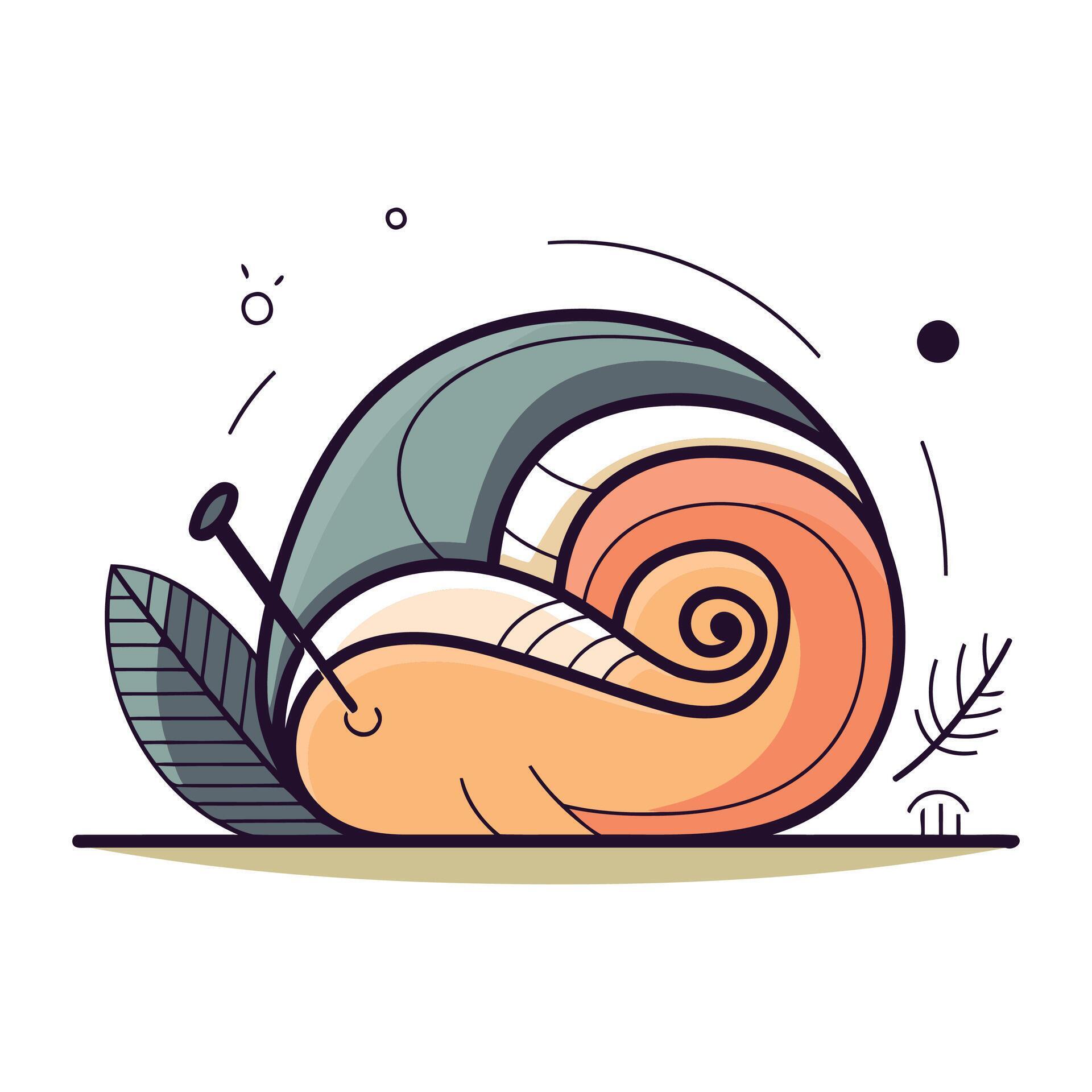 Cartoon snail. Vector illustration of a snail on a white background