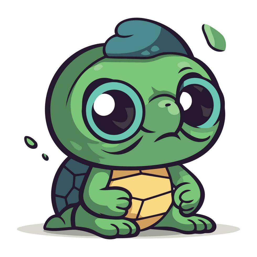 linda dibujos animados Tortuga personaje. vector ilustración aislado en blanco antecedentes.