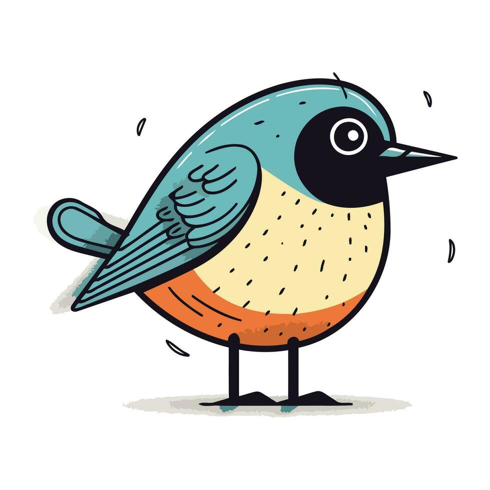 vector ilustración de un linda dibujos animados pájaro. mano dibujado garabatear pájaro.