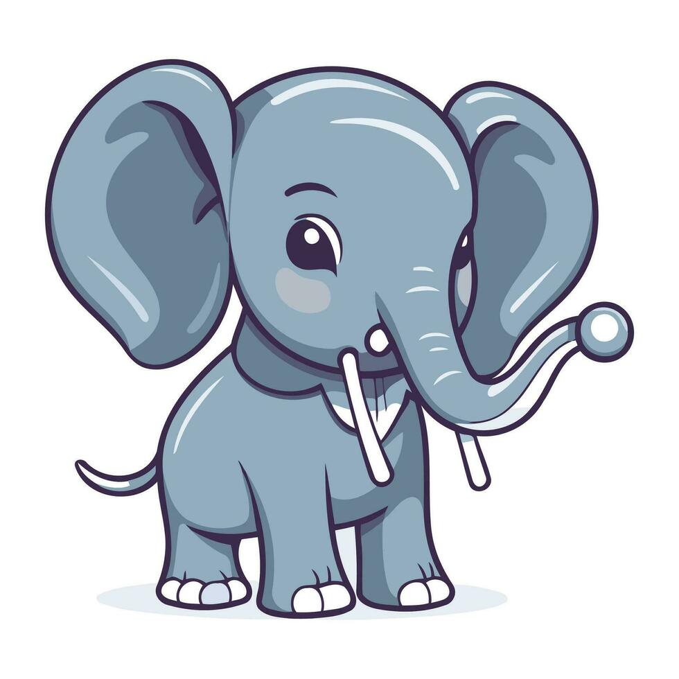 Cute cartoon elephant. Vector illustration isolated on a white background.