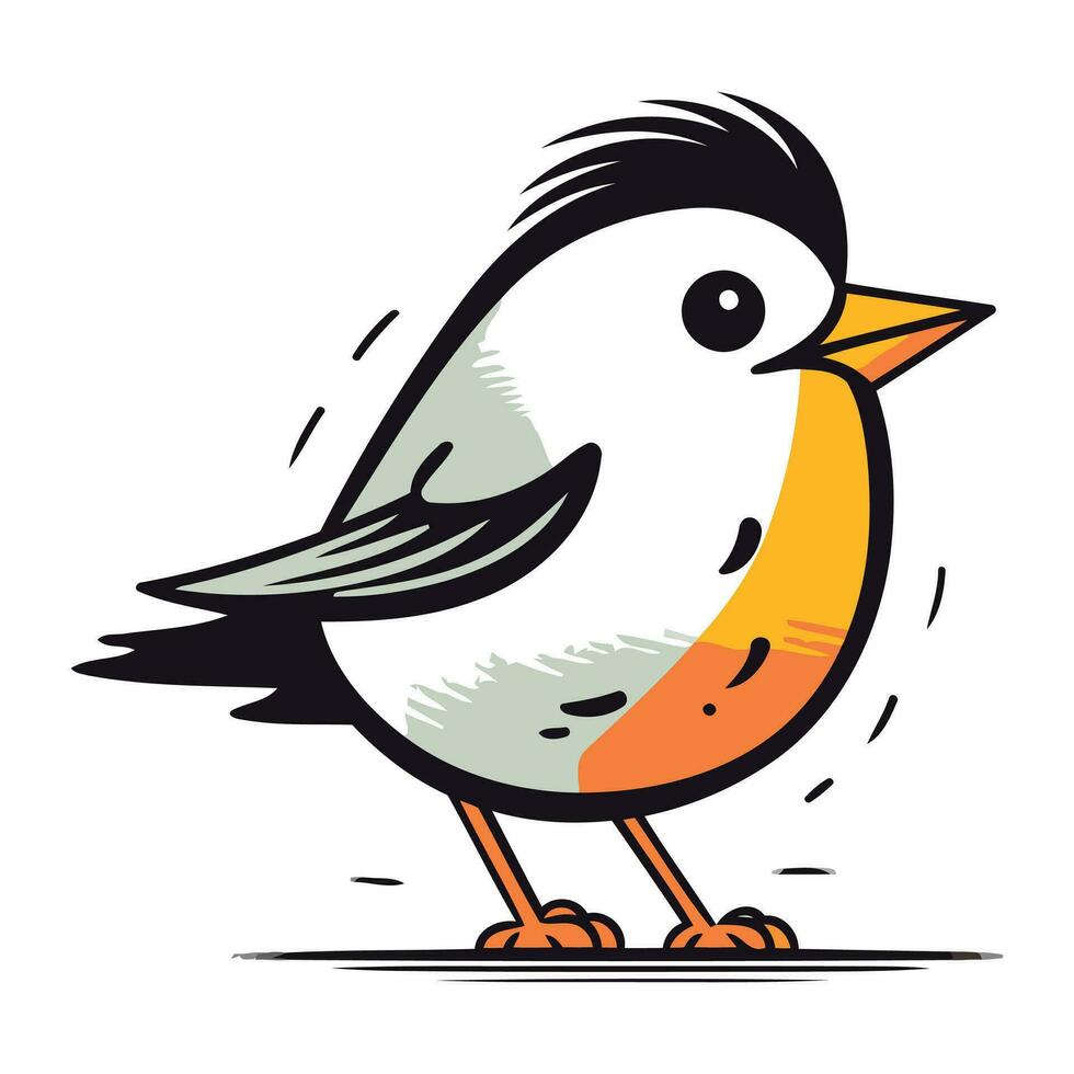 Vector illustration of a cute little bird on a white background. Cartoon style.