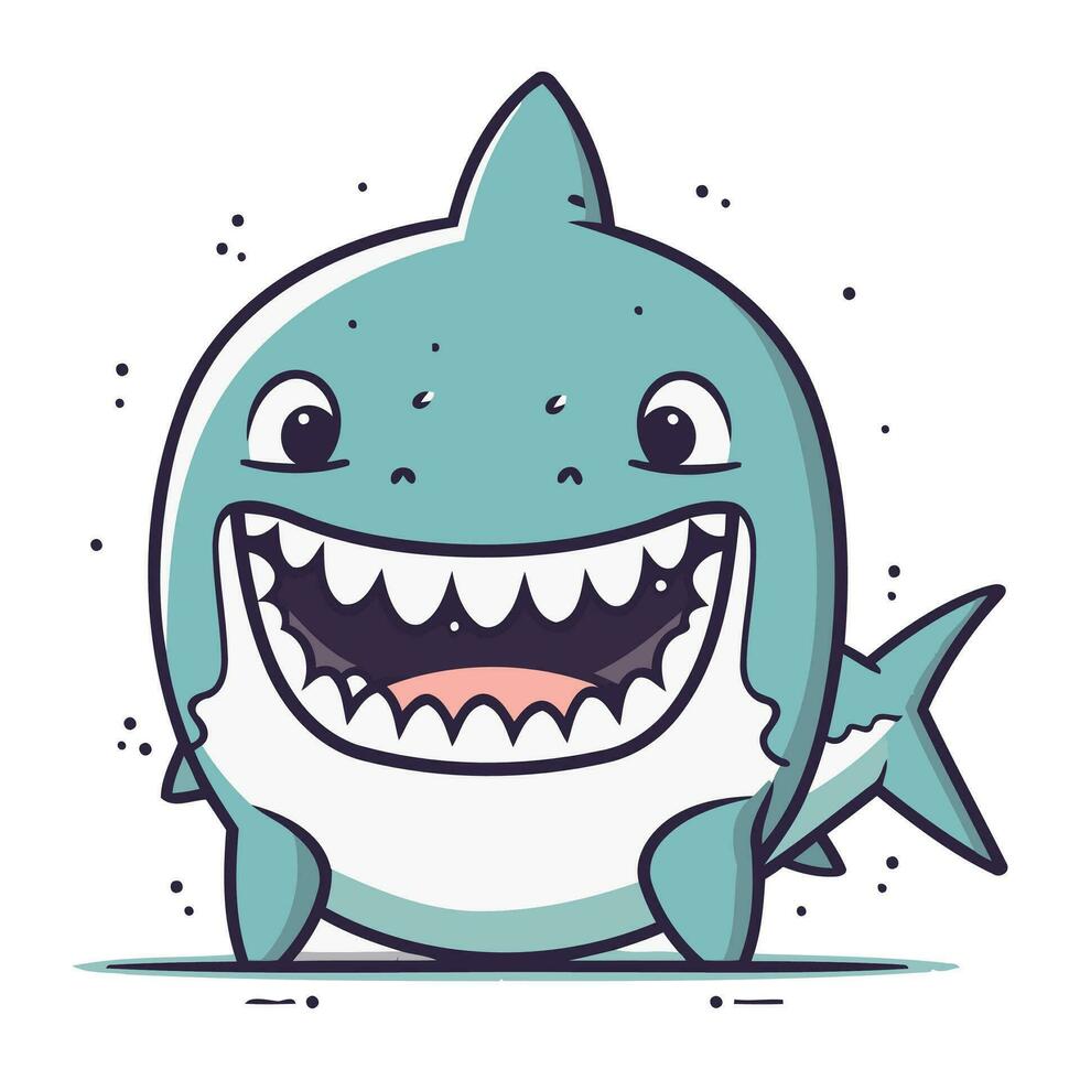 Shark cartoon character. Vector illustration of a cute cartoon shark.