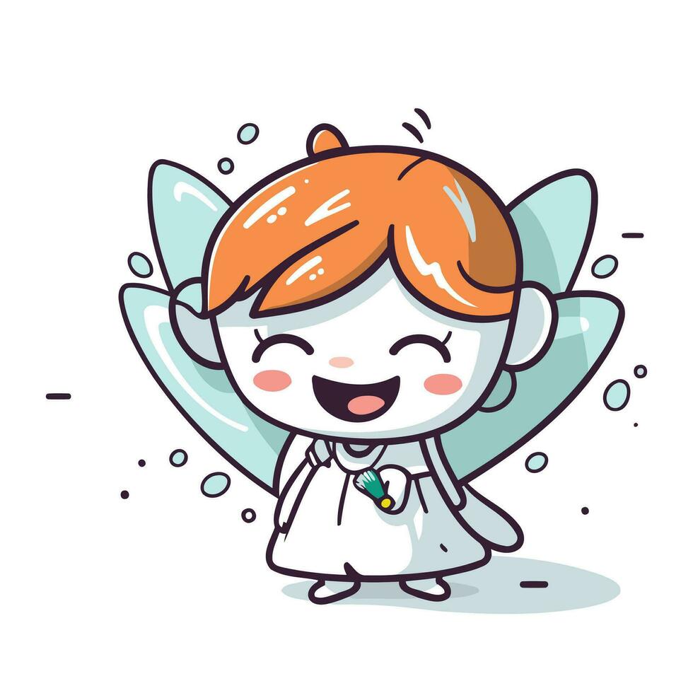 Cute little angel with wings. Vector illustration in cartoon style.