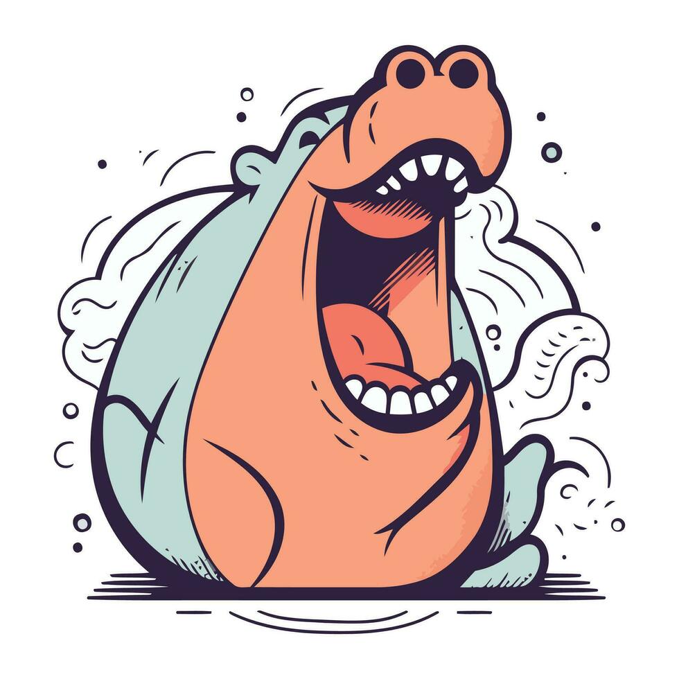 Cartoon hippo. Vector illustration of a funny hippo.