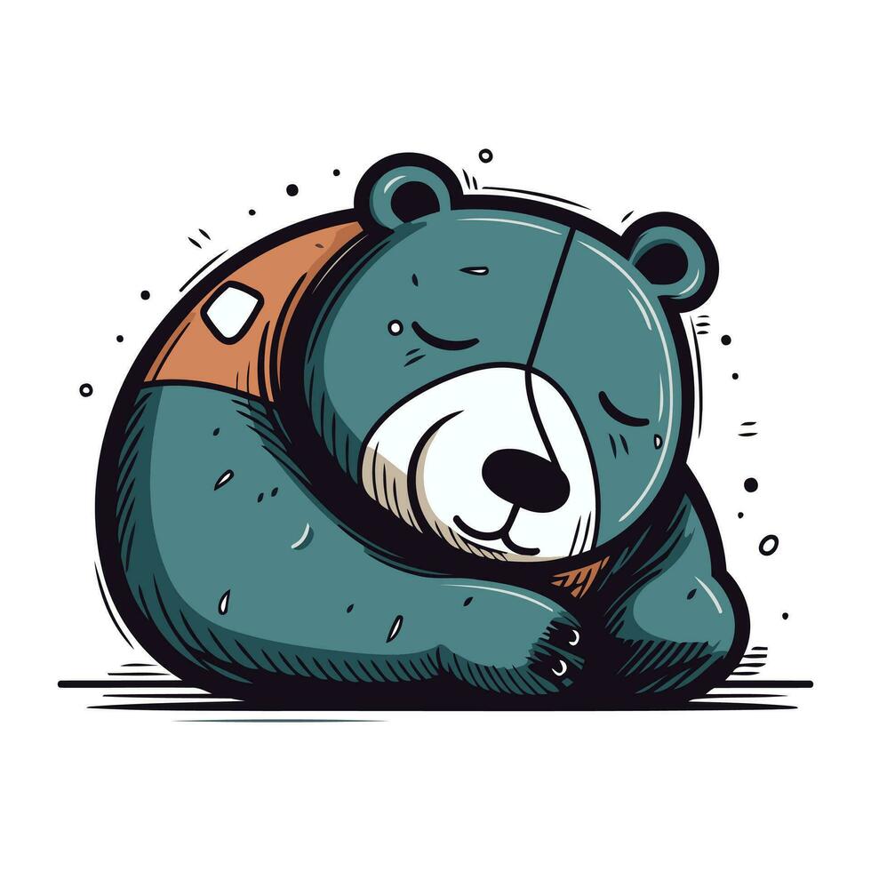 Vector illustration of a cute cartoon bear sleeping. Isolated on white background.