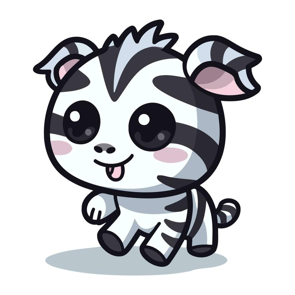 Cute zebra cartoon character vector illustration. Cute zebra mascot