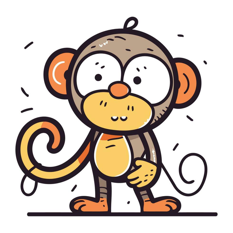 Monkey cartoon character. Vector illustration in doodle style.