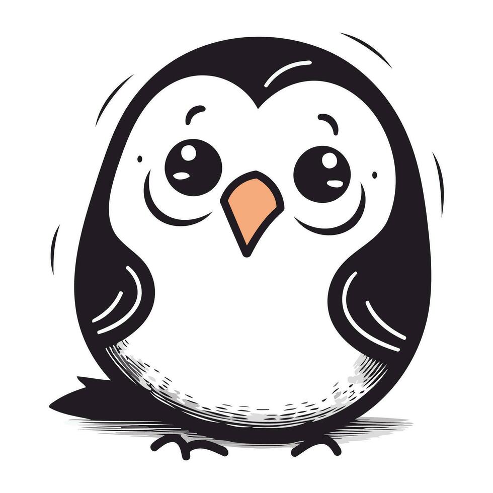 Cute penguin. Vector illustration isolated on a white background.