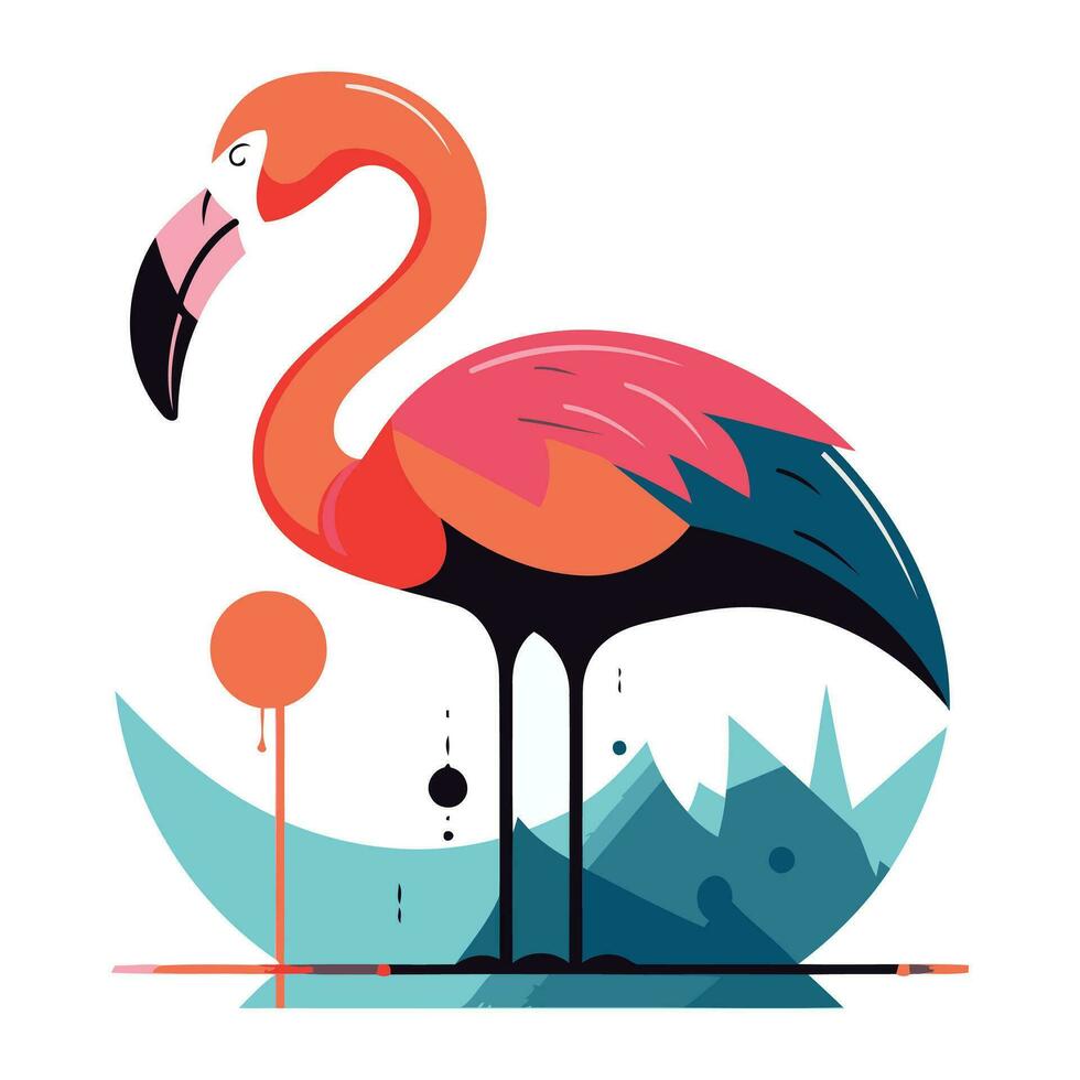 Flamingo vector illustration. Flamingo in flat style.