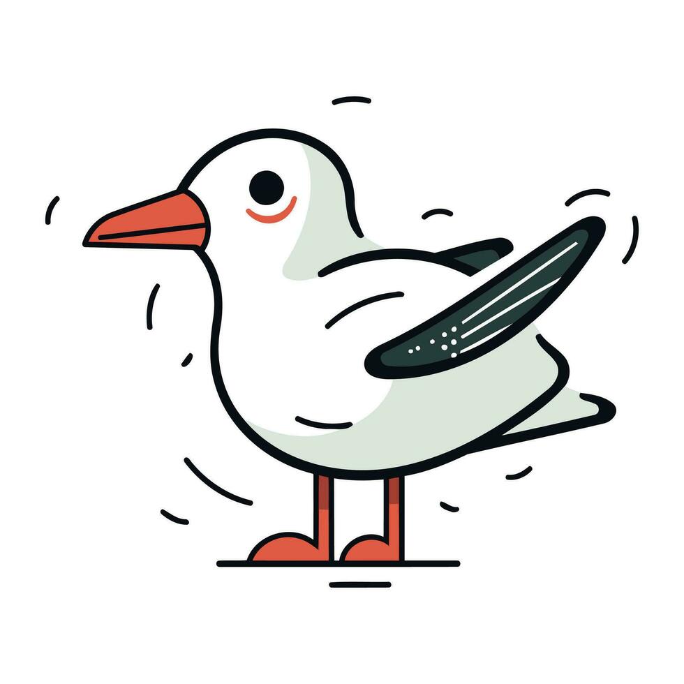 linda dibujos animados Gaviota. vector ilustración en blanco antecedentes.