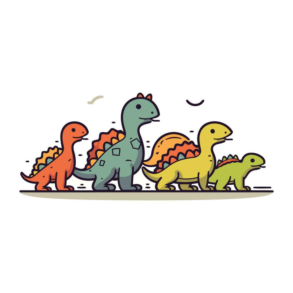 Cartoon dinosaurs set. Cute vector illustration of prehistoric dinosaurs.