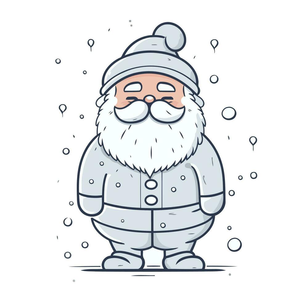 Vector illustration of Santa Claus in winter clothes. New Year and Christmas theme.