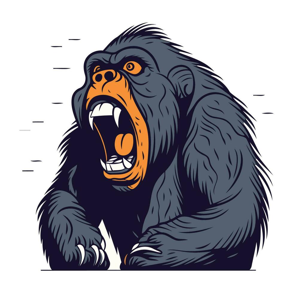 Angry gorilla. Vector illustration of a gorilla on a white background.