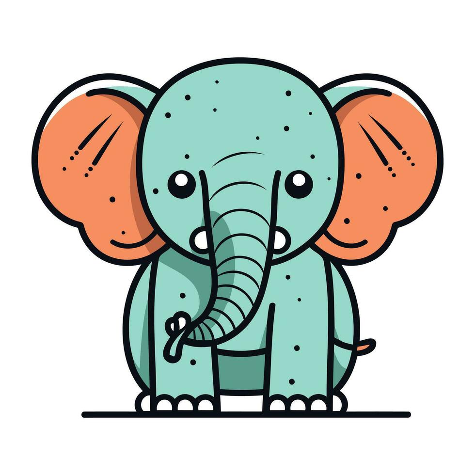 Cute cartoon elephant. Vector illustration isolated on a white background.