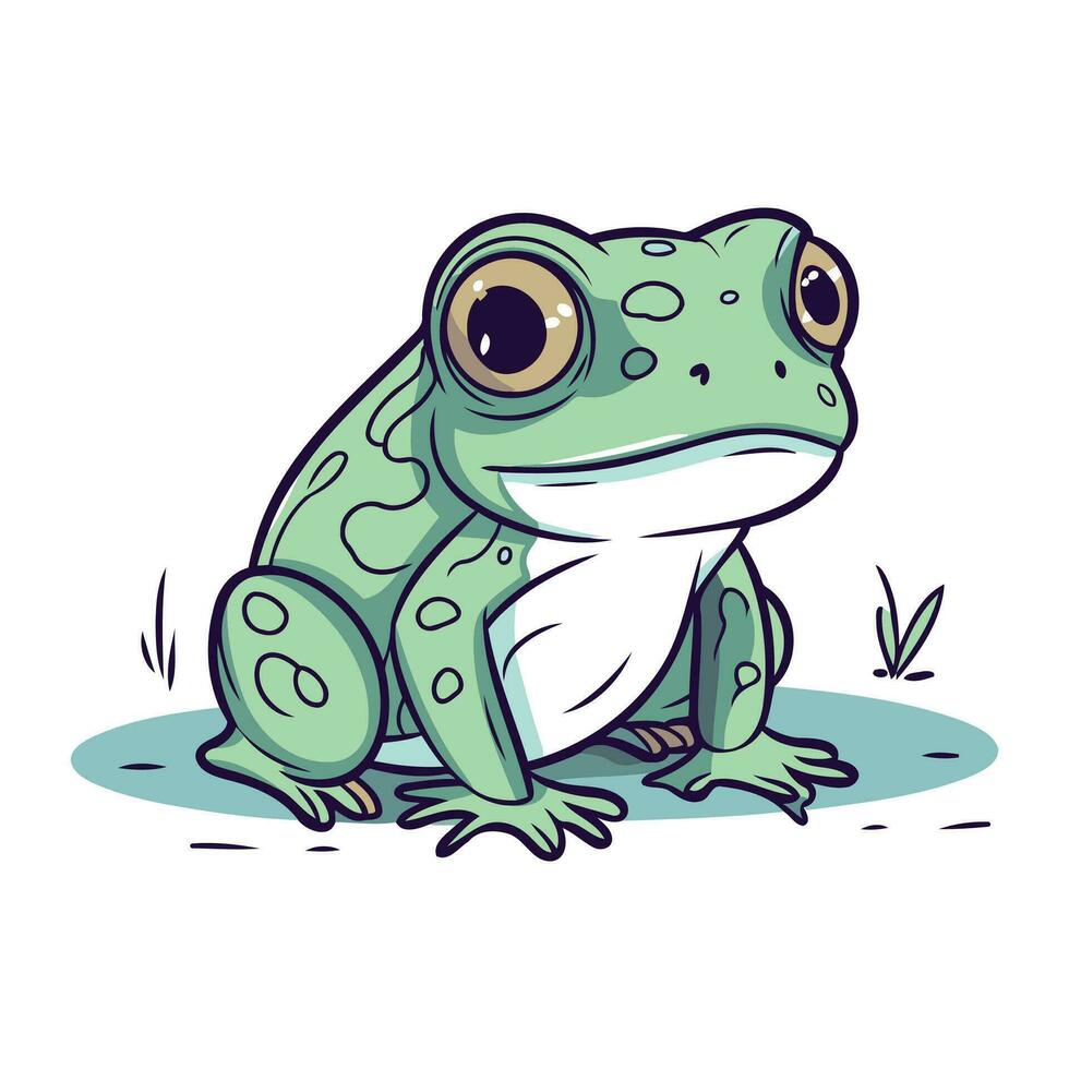 Frog cartoon vector illustration. Isolated on a white background.
