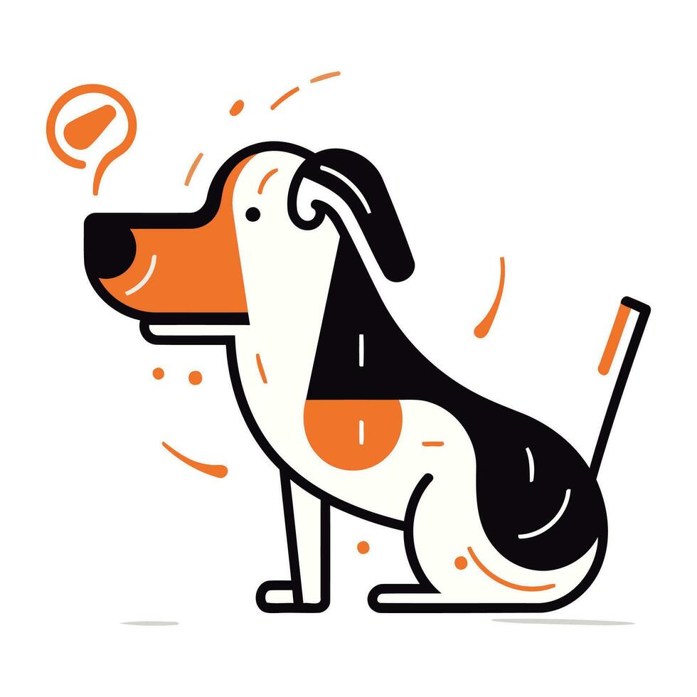 Dog vector illustration. Flat line style design. Pet shop concept.