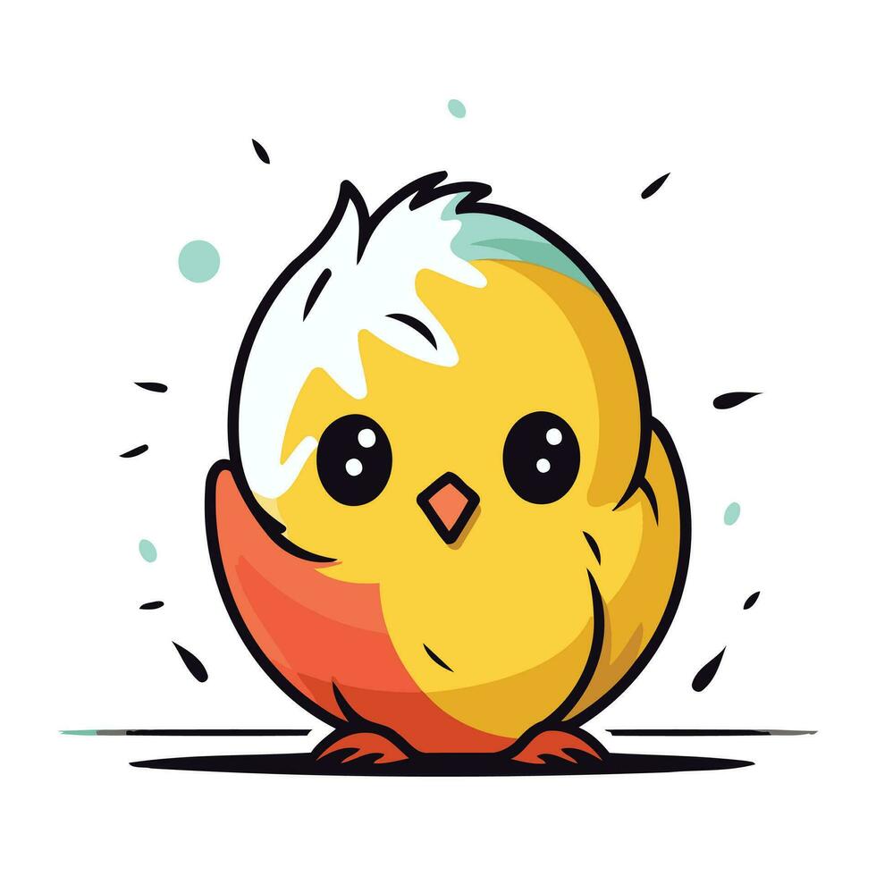 Cute little chick isolated on white background. Vector cartoon illustration.