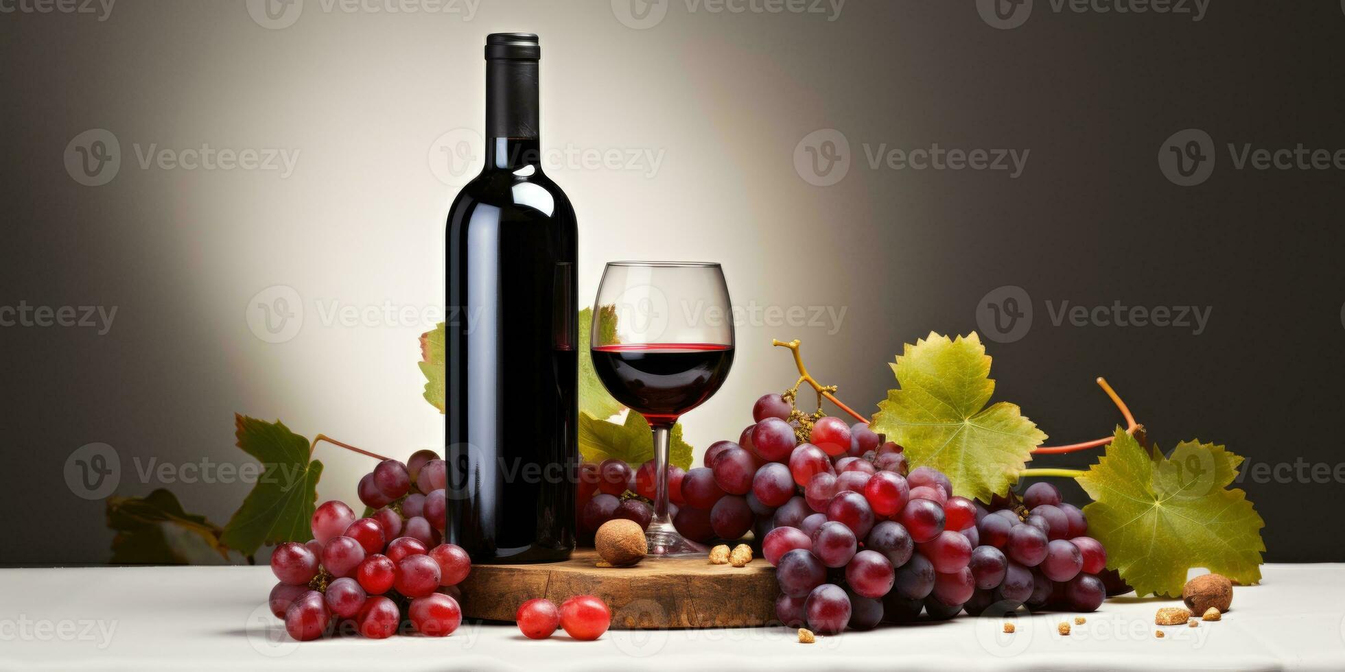 A picture Isolated white background with a Glass of red wine surrounded red grape, AI Generative photo