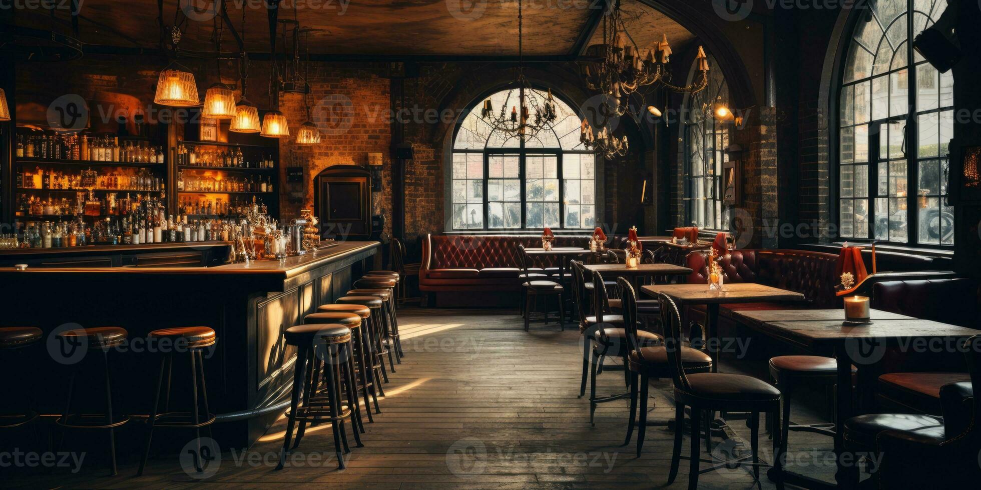 Cool pub or bar interior, Generative AI photo