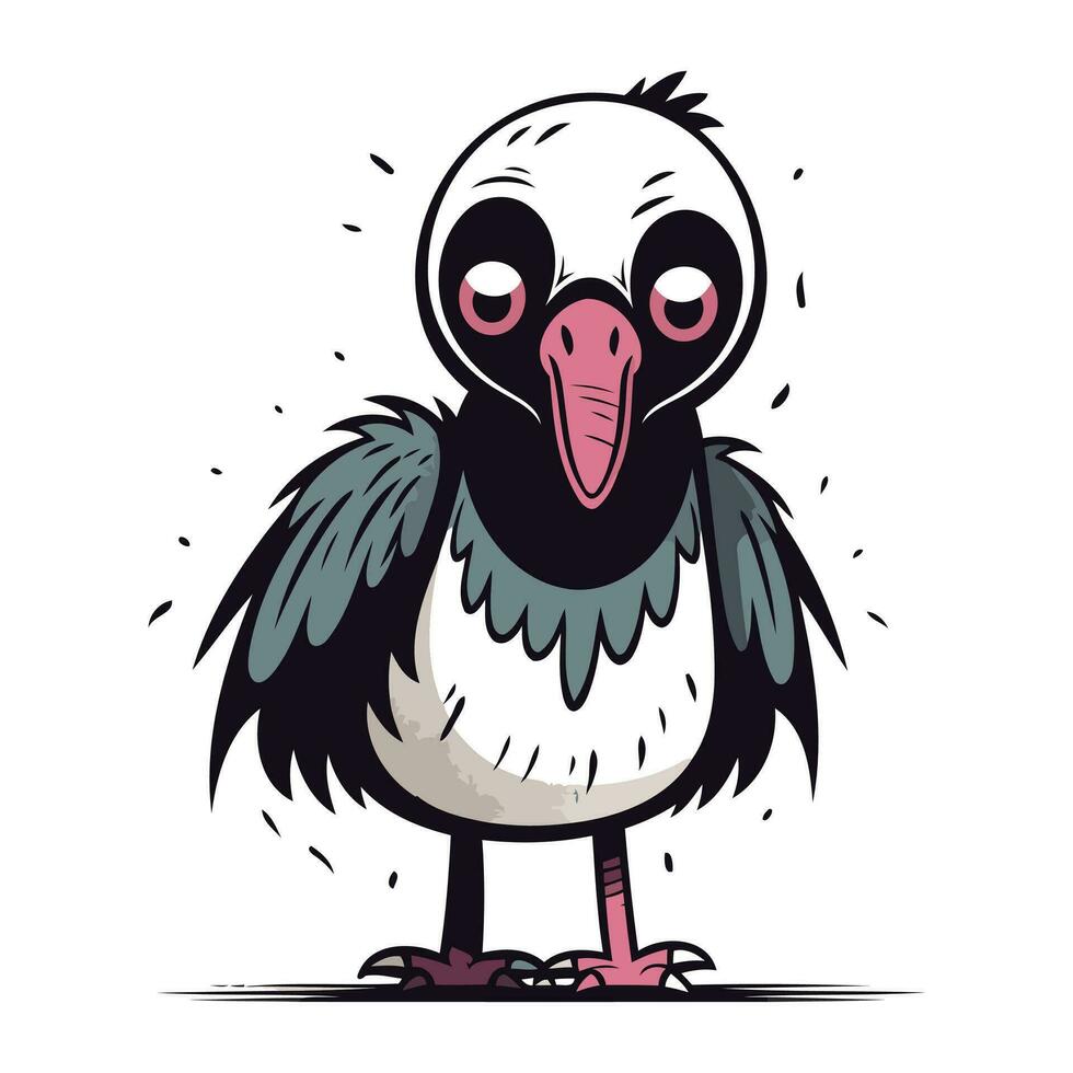 Vector illustration of a cute cartoon vulture on a white background.