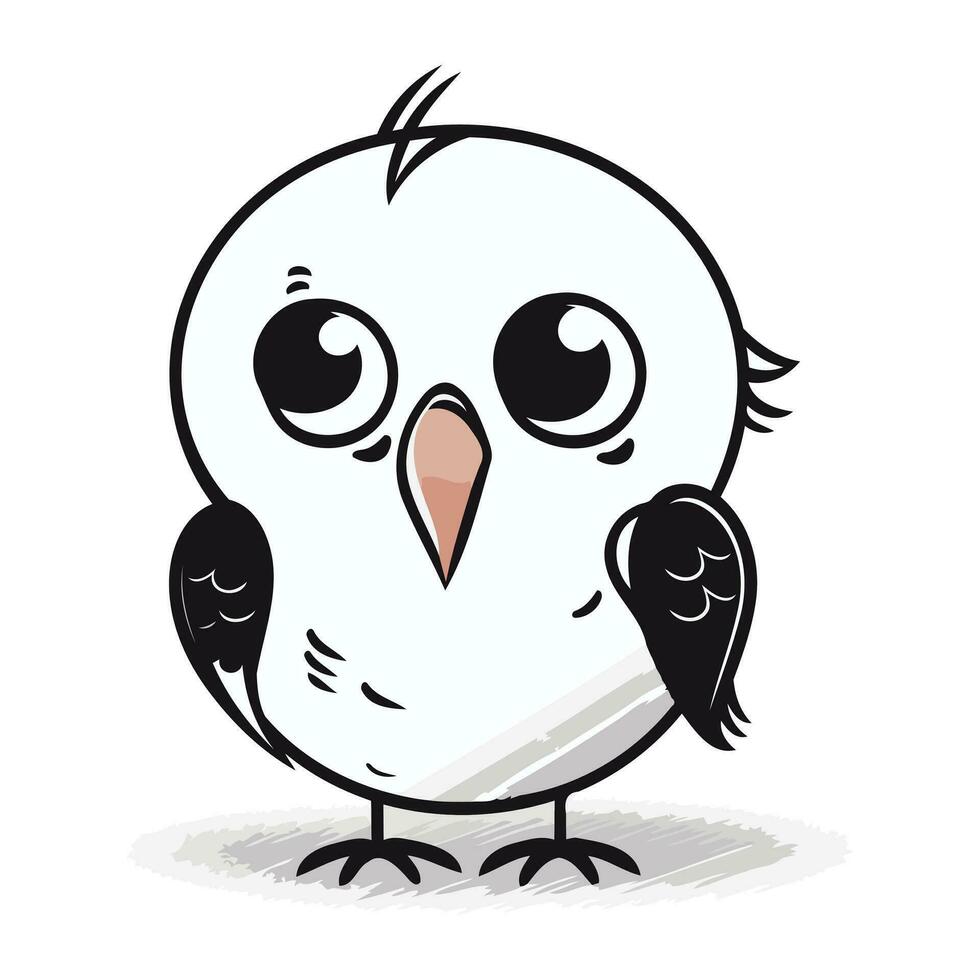 Cute cartoon bird. Vector illustration isolated on a white background.