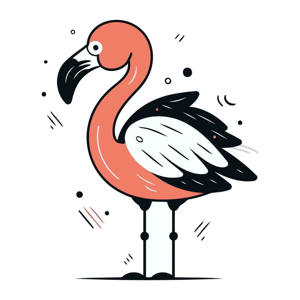 Flamingo bird. Vector illustration in doodle style.