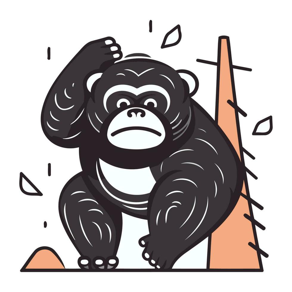 Gorilla. Vector illustration in cartoon style on white background.