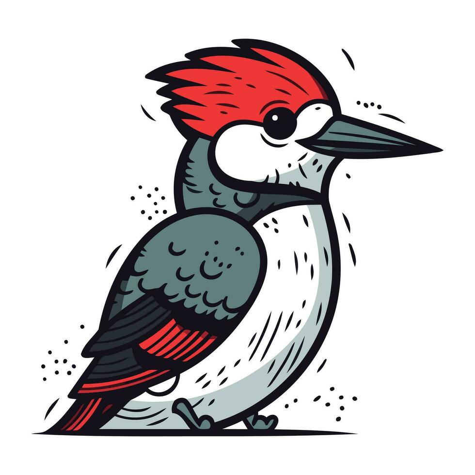 rojo coronado pájaro carpintero pájaro. vector ilustración.