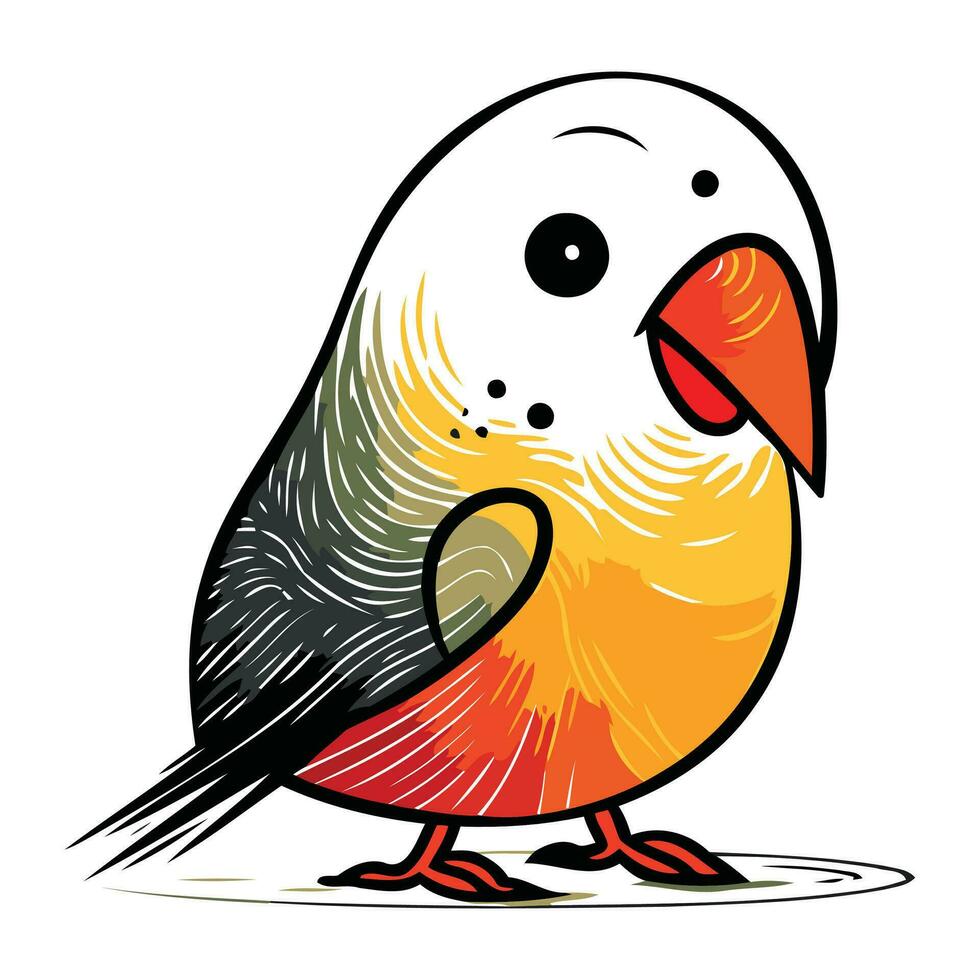 Cartoon parrot bird isolated on white background. Vector illustration.
