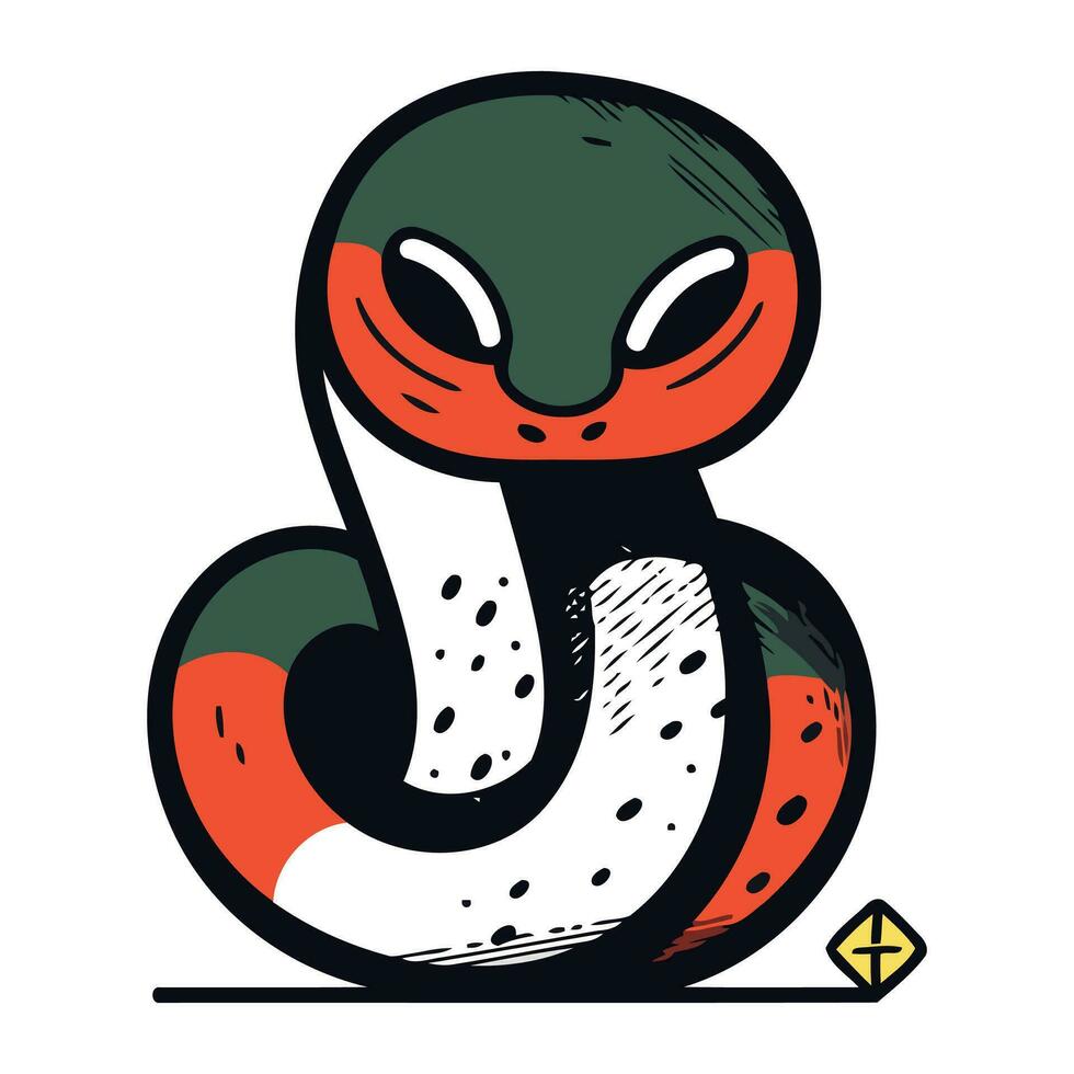 Cute snake on white background. Vector illustration in sketch style.