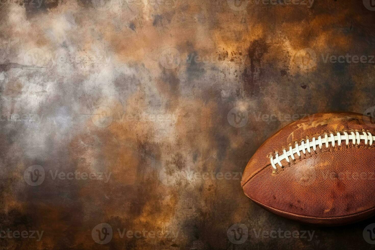 Touch football game nostalgia vintage leather brown hues background with empty space for text photo