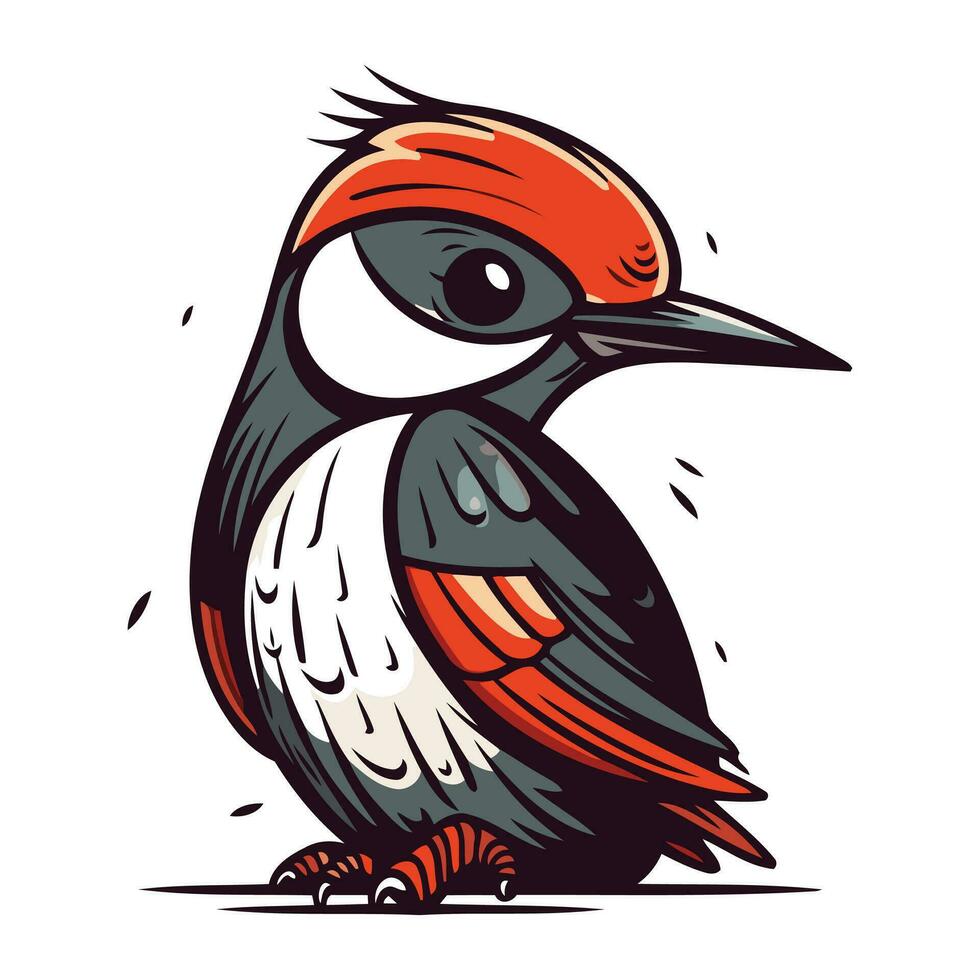 Great spotted woodpecker. Dendrocopos major. vector illustration