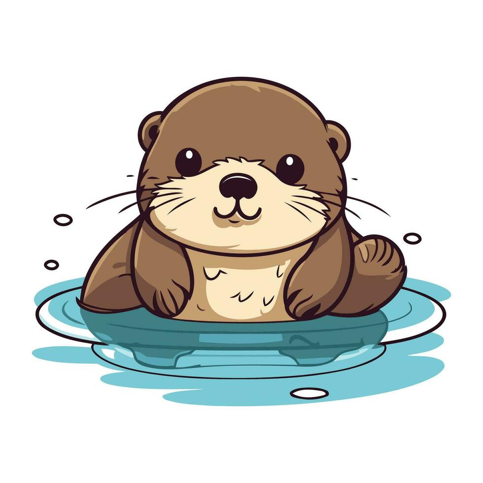 linda nutria en agua. vector ilustración de un linda animal.