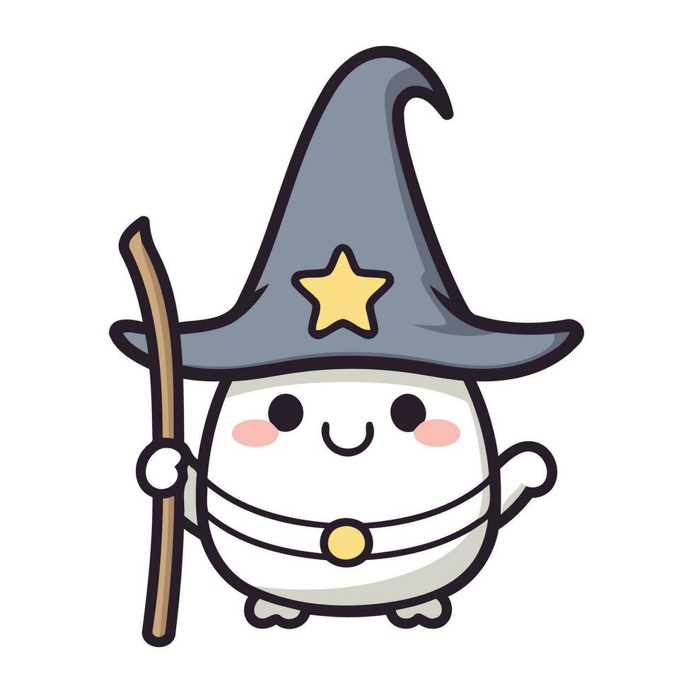 Witch Cute Cartoon Mascot Character Vector Illustration.