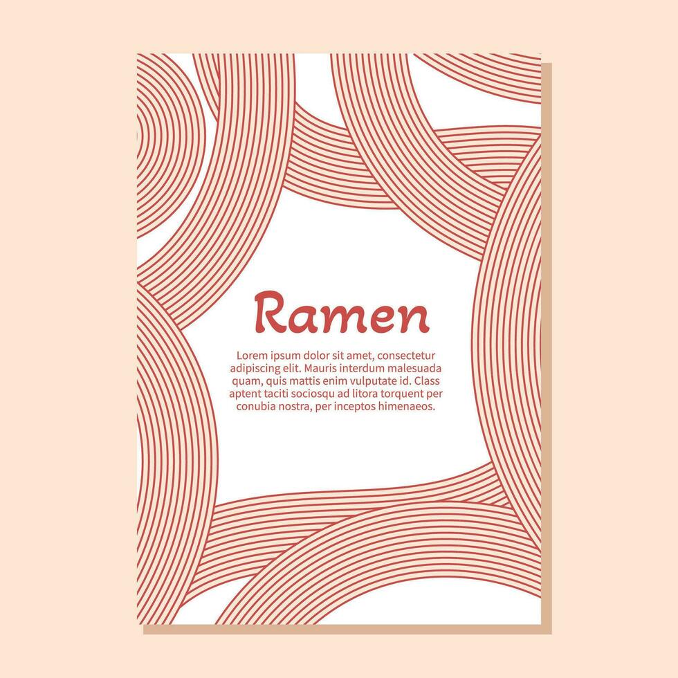 ramen fideos rojo textura póster modelo. japonés, chino ondulado antecedentes. vector