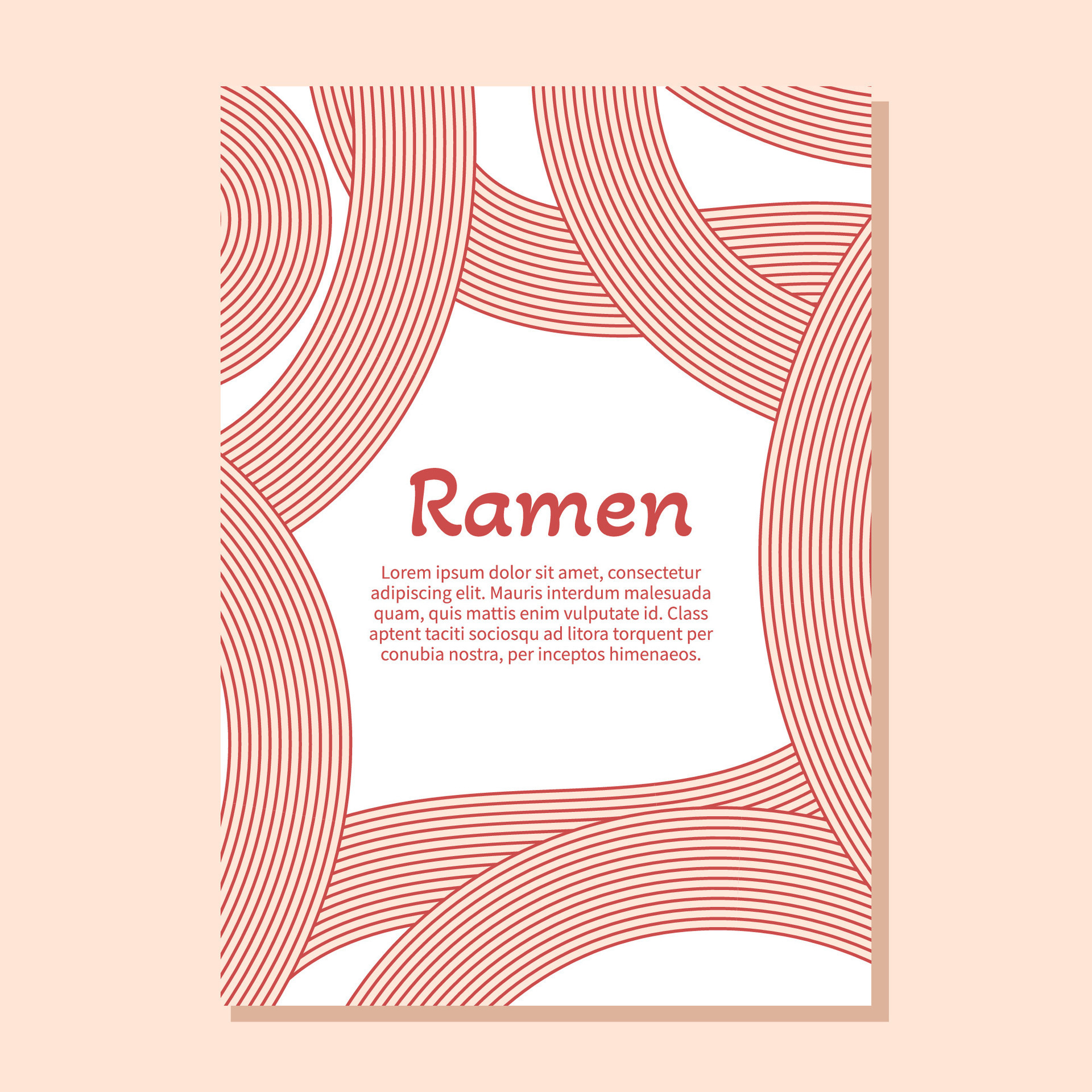 Ramen noodle red texture poster template. Japanese, Chinese wavy