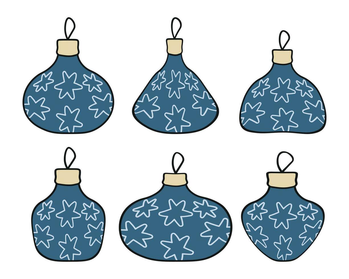 Image of Christmas tree ornaments in different shapes vector