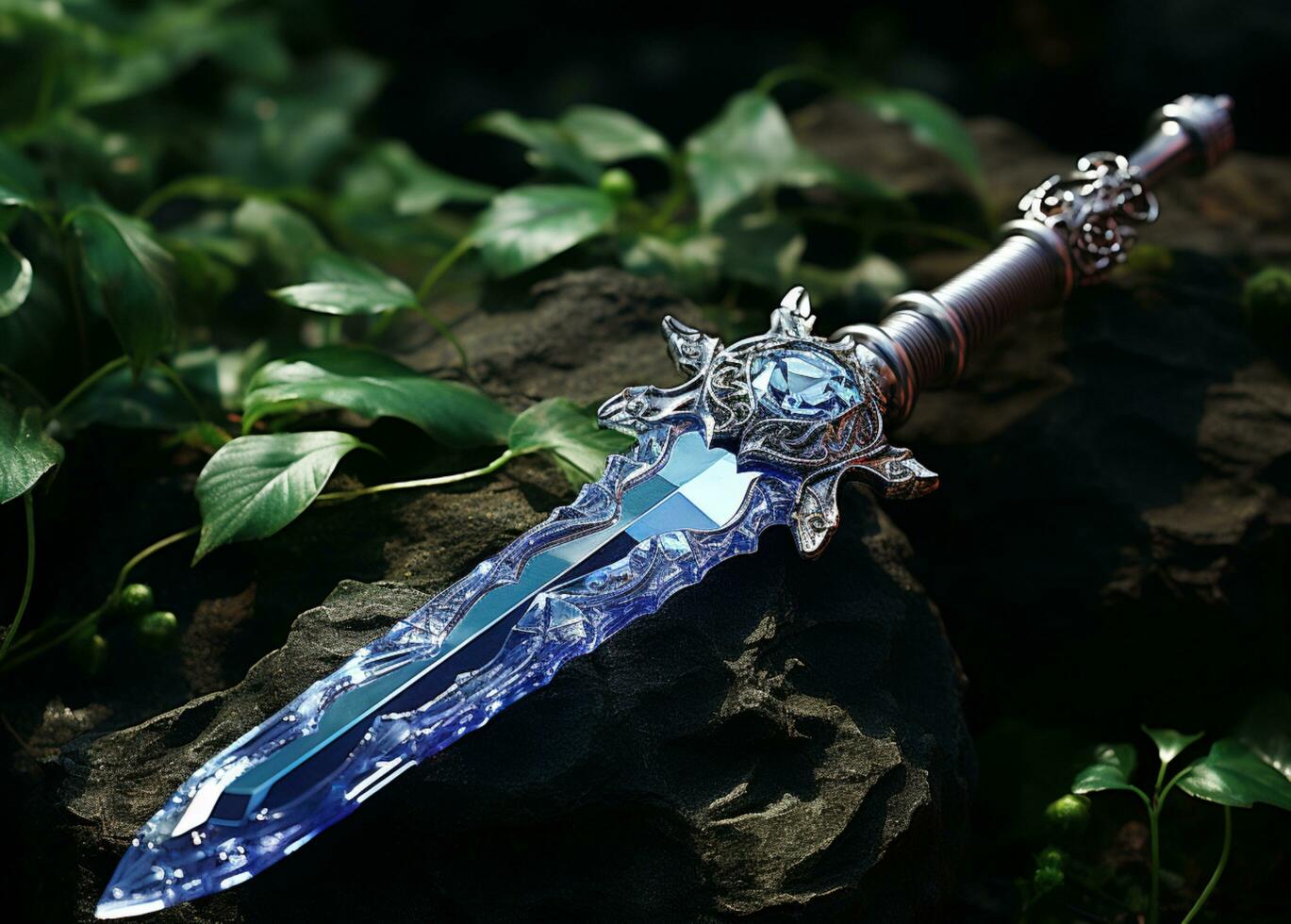 blue sword illustration photo