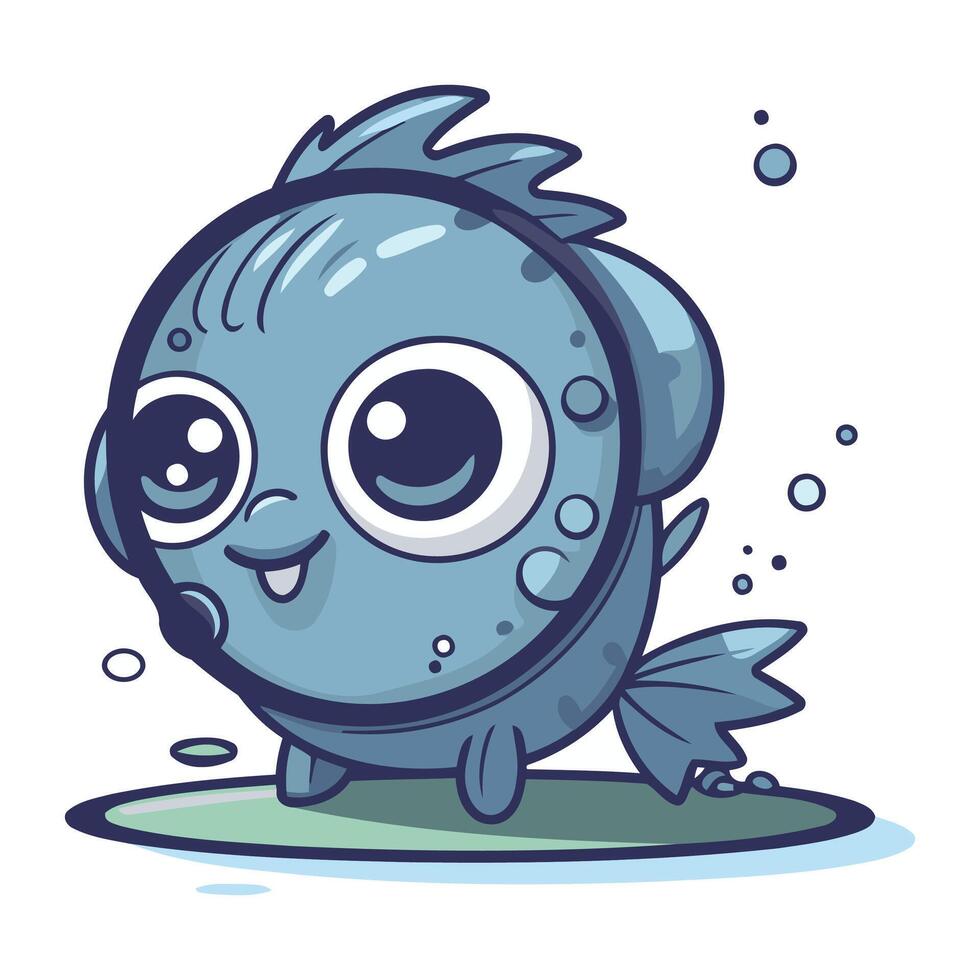 Cute cartoon fish. Vector illustration isolated on a white background