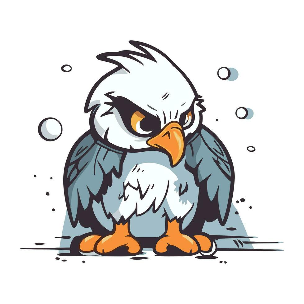 Cute cartoon eagle. Vector illustration isolated on a white background.